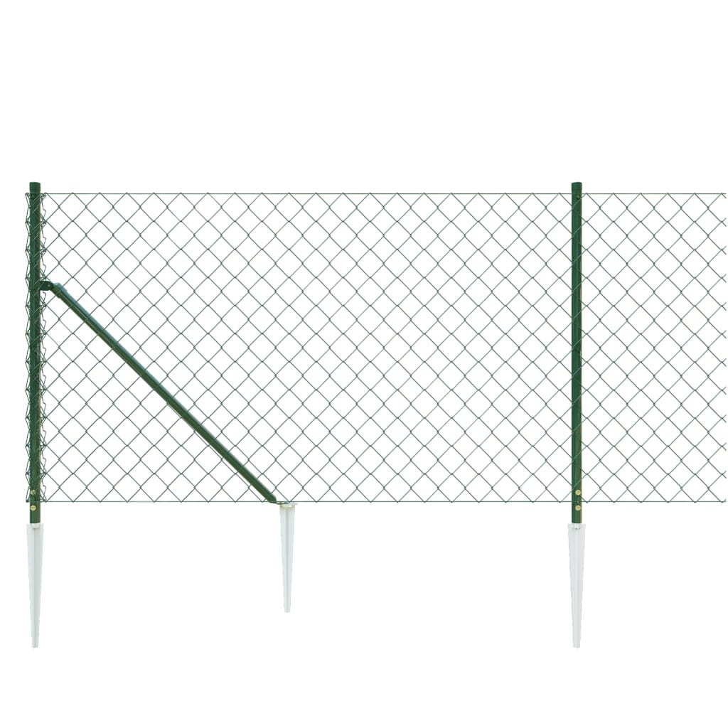 vidaXL võrkaed vaiadega, roheline, 0,8 x 10 m