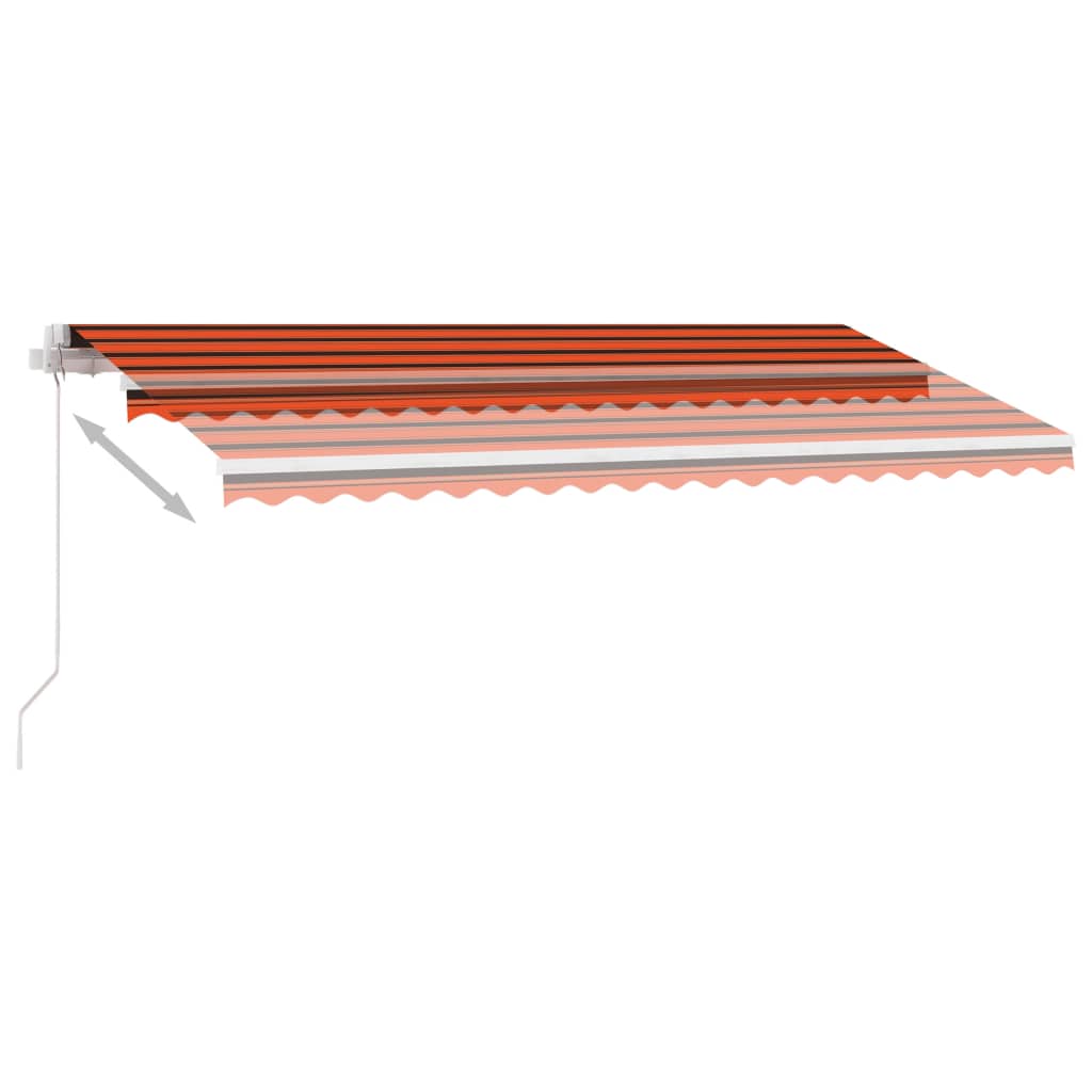 vidaXL käsitsi sissetõmmatav varikatus LED, 400x300 cm, oranž ja pruun