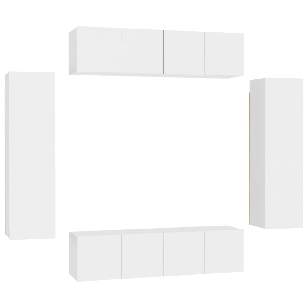 vidaXL 6-osaline telerikappide komplekt, valge, puitlaastplaat