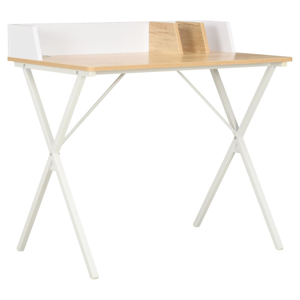 vidaXL laud, valge ja naturaalne, 80 x 50 x 84 cm