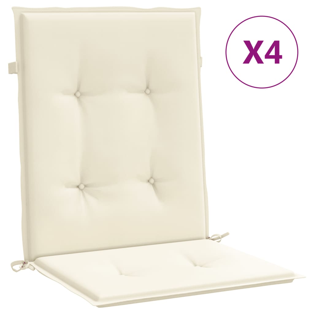 vidaXL madala seljatoega toolipadjad 4 tk, kreemjas 100x50x7 cm kangas