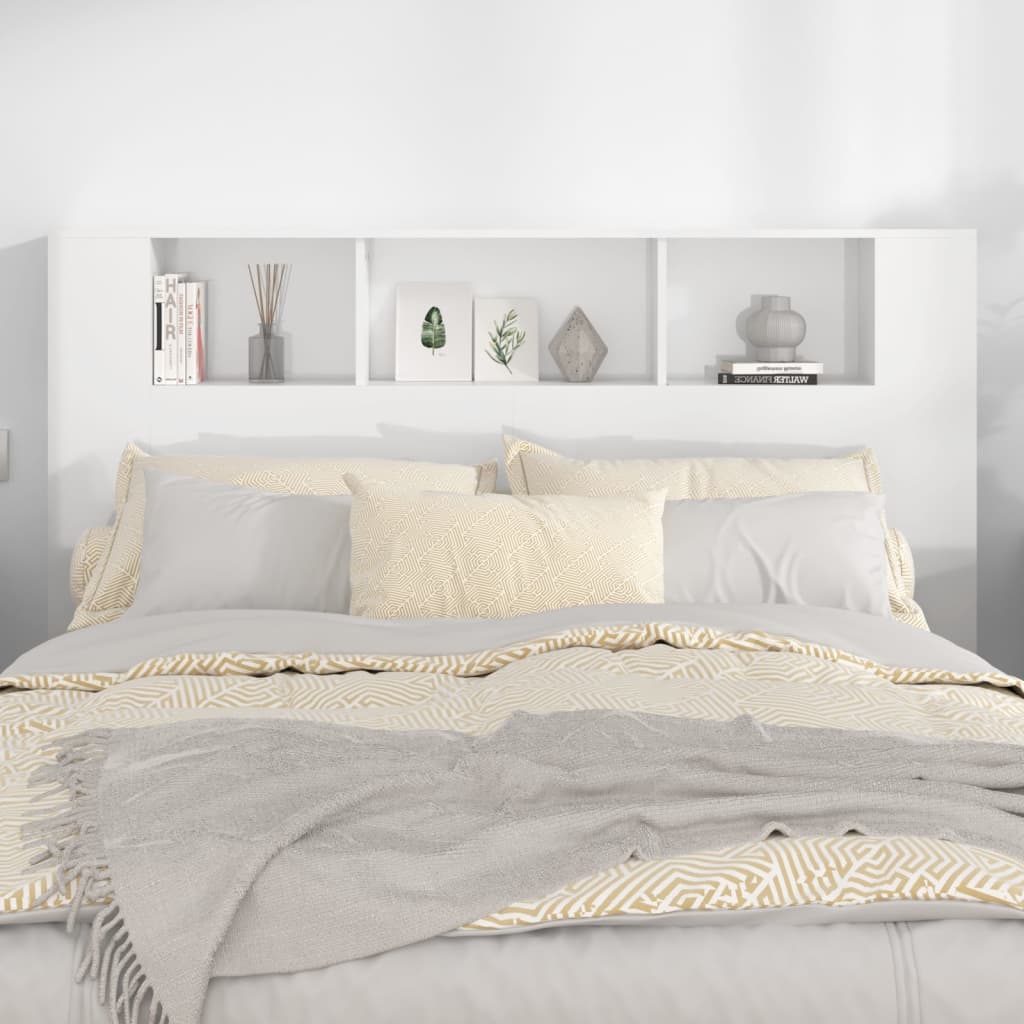 vidaXL voodipeatsi kapp, kõrgläikega valge, 160 x 18,5 x 104,5 cm