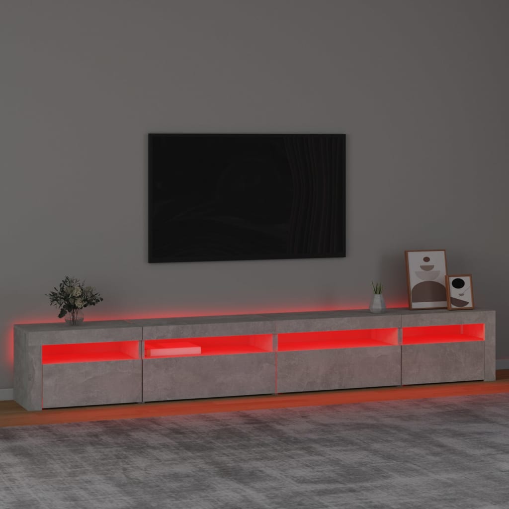 vidaXL telerialus LED-tuledega, betoonhall, 270x35x40 cm