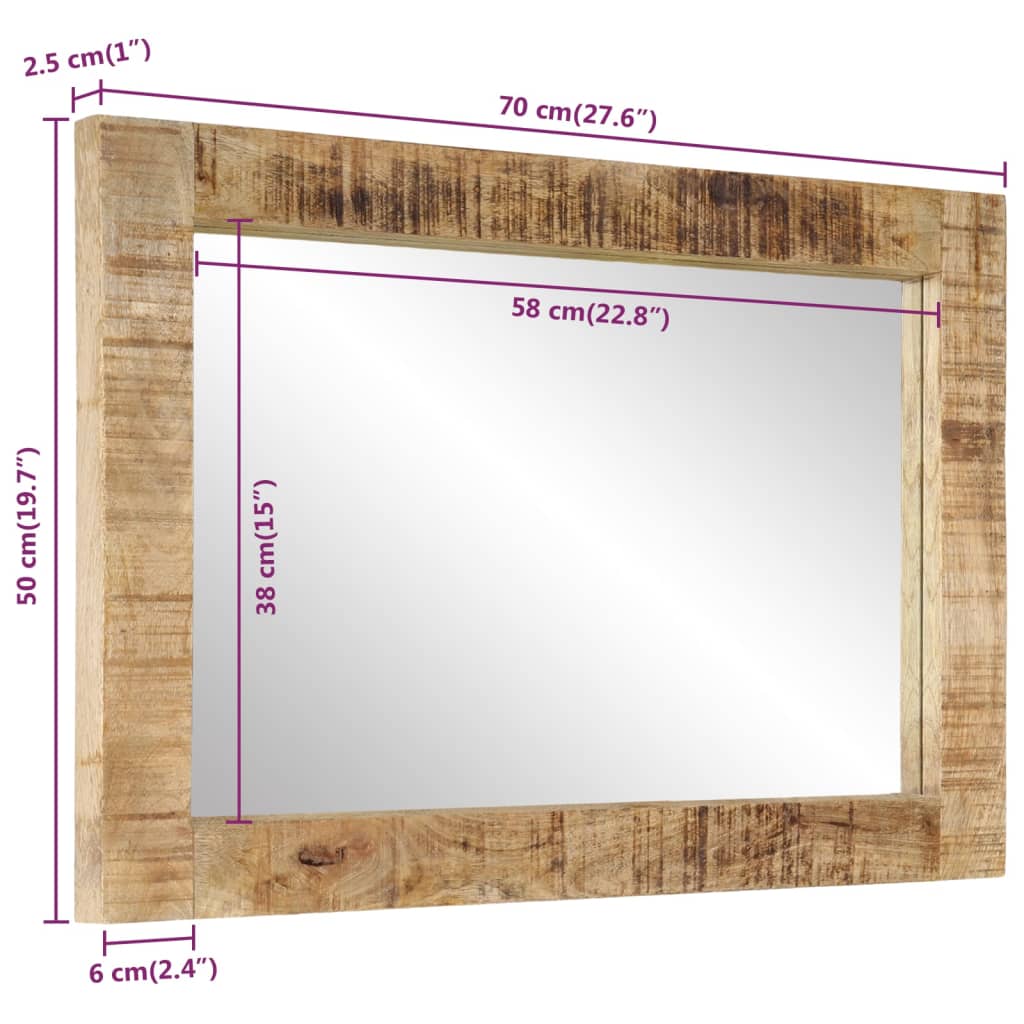 vidaXL peegel, 70x50 cm, mangopuit ja klaas