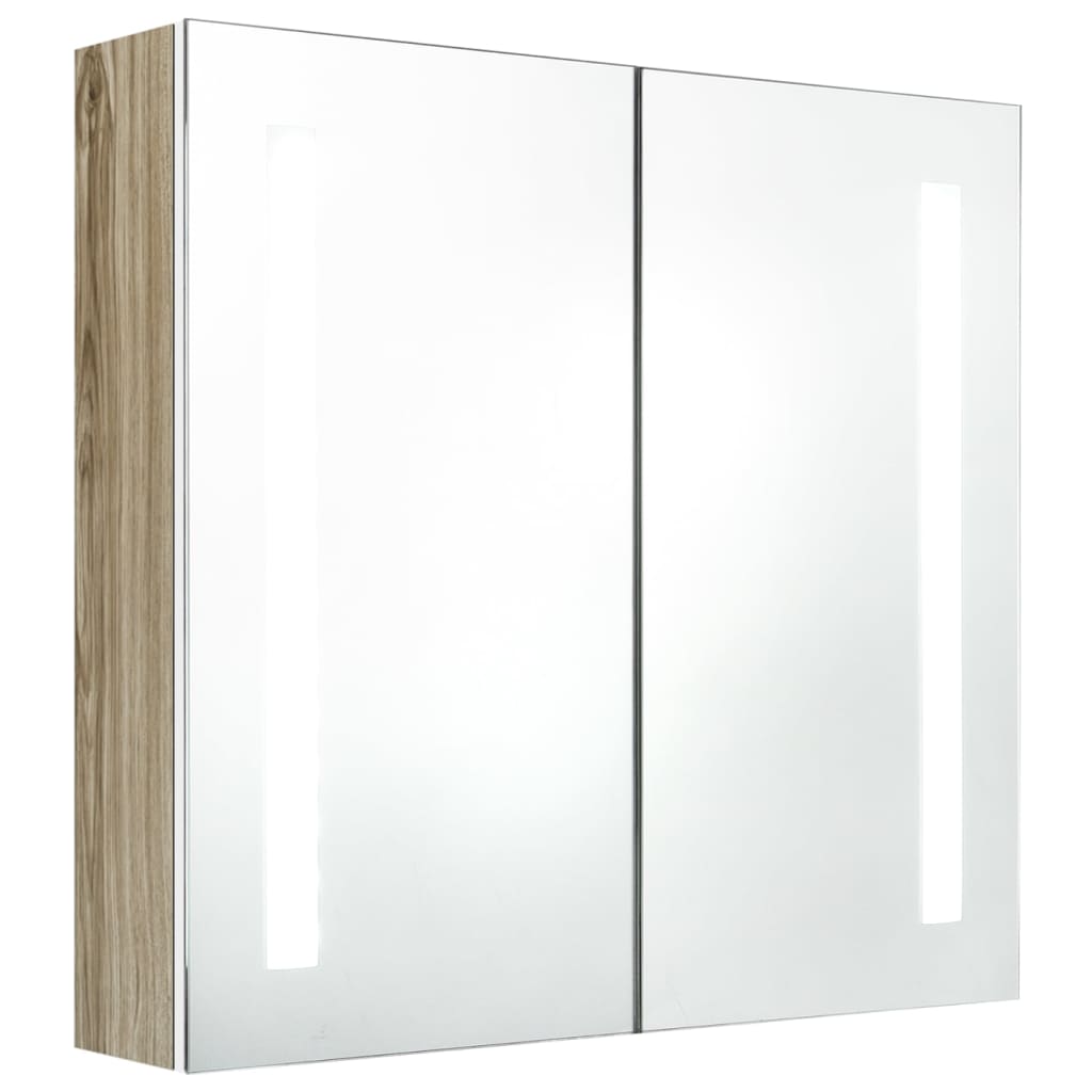vidaXL LED vannitoa peegelkapp, valge, tamm, 62 x 14 x 60 cm
