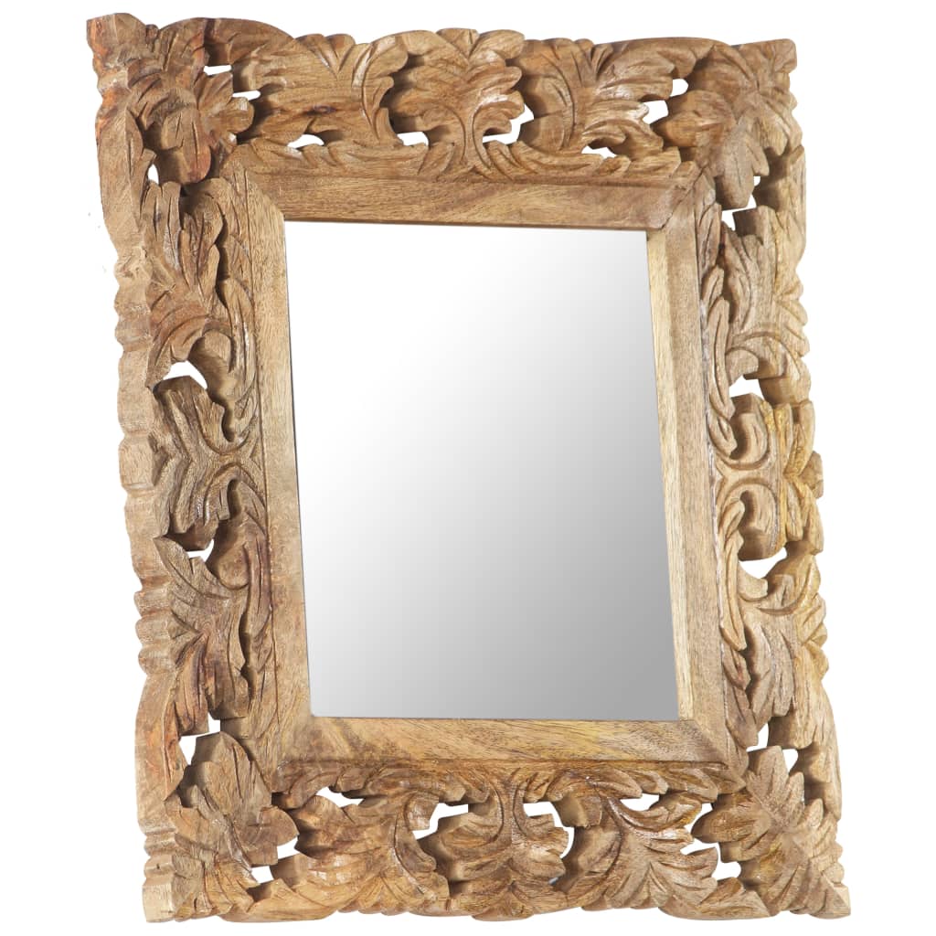 vidaXL, käsitsi nikerdatud peegel, pruun, 50 x 50 cm, mangopuit