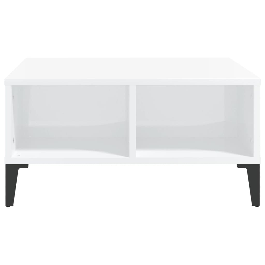 vidaXL kohvilaud, kõrgläikega valge, 60x60x30 cm puitlaastplaat