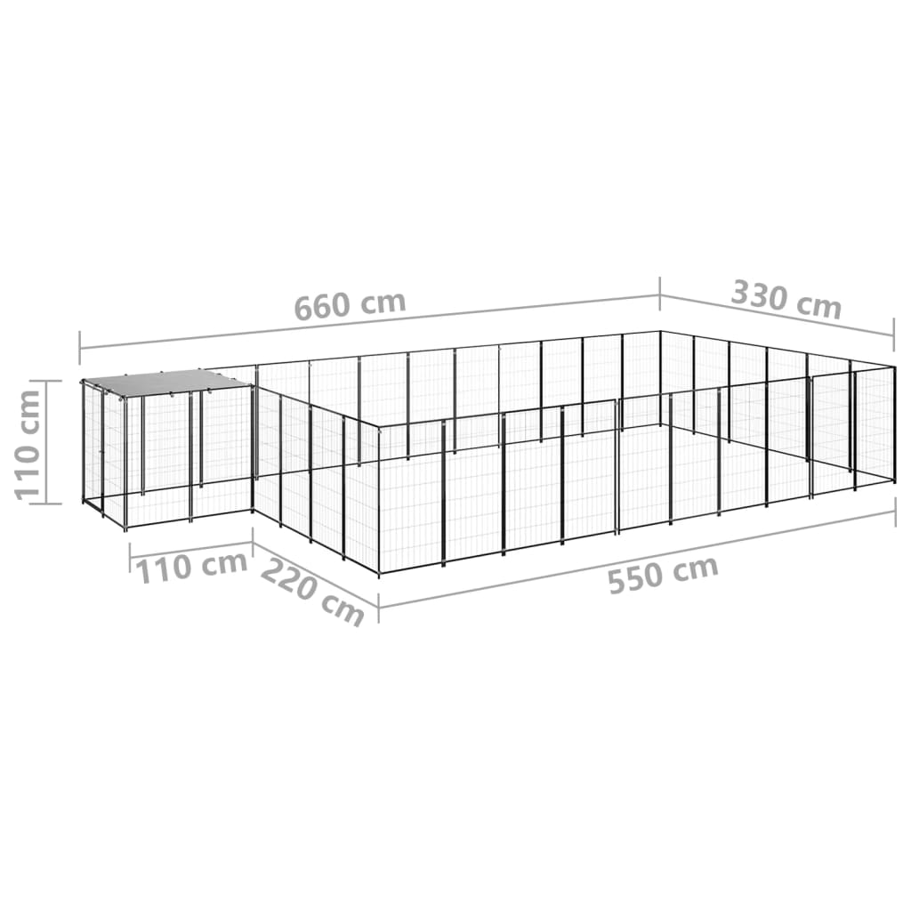 vidaXL koeraaedik, must, 19,36 m², teras