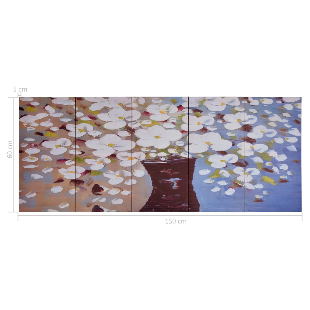 vidaXL seinamaalikomplekt lõuendil, lilled vaasis värviline, 150x60 cm