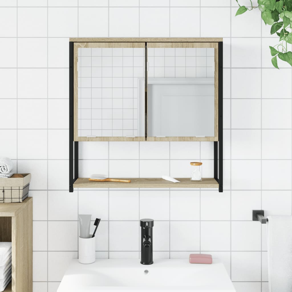 vidaXL vannitoa peegelkapp, Sonoma tamm, 60 x 16 x 60 cm, tehispuit