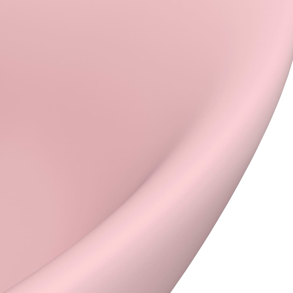 vidaXL valamu ülevooluga, ovaalne matt roosa 58,5 x 39 cm keraamiline