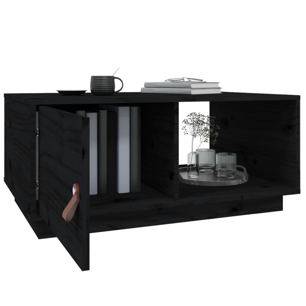 vidaXL kohvilaud, must, 80 x 50 x 35,5 cm, männipuit