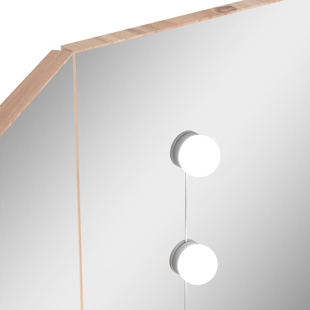 vidaXL nurga tualettlaud LED-tulega, tamm, 111 x 54 x 141,5 cm