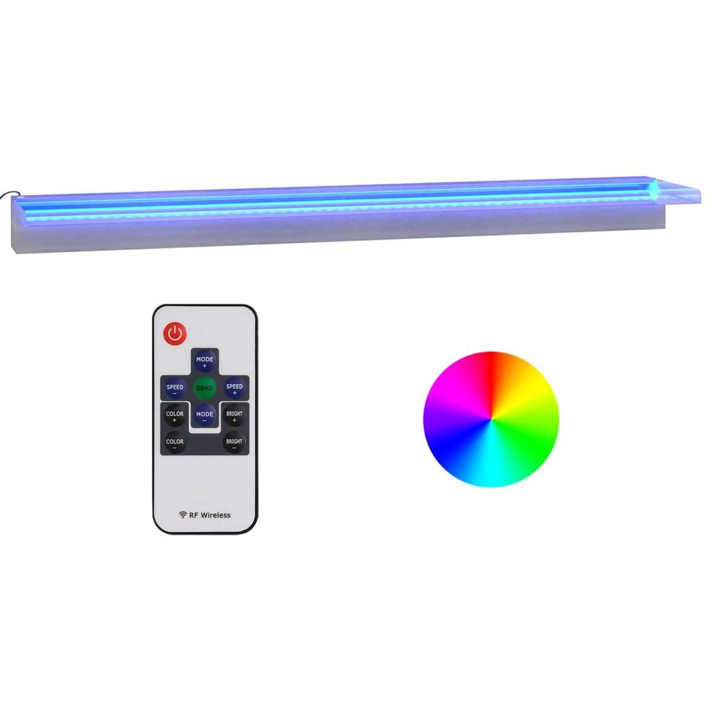 vidaXL purskkaevu kosk RGB LED-tuledega, roostevaba teras, 108 cm