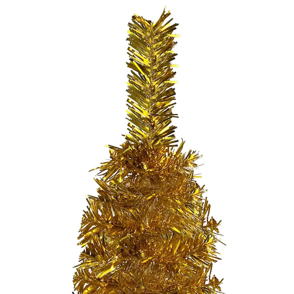 vidaXL kitsas valgustatud kunstkuusk kuulidega, kuldne, 120 cm