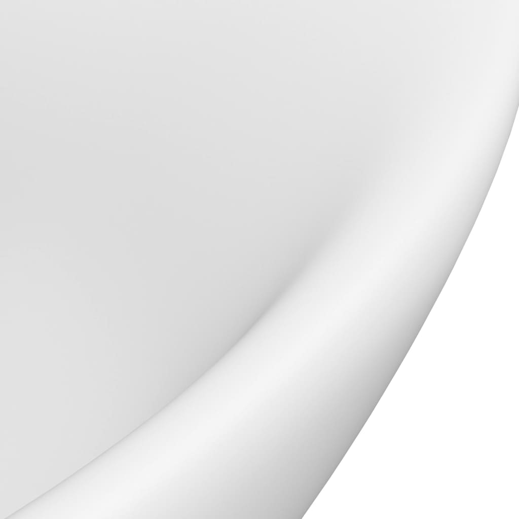 vidaXL valamu ülevooluga, ovaalne matt valge 58,5 x 39 cm keraamiline