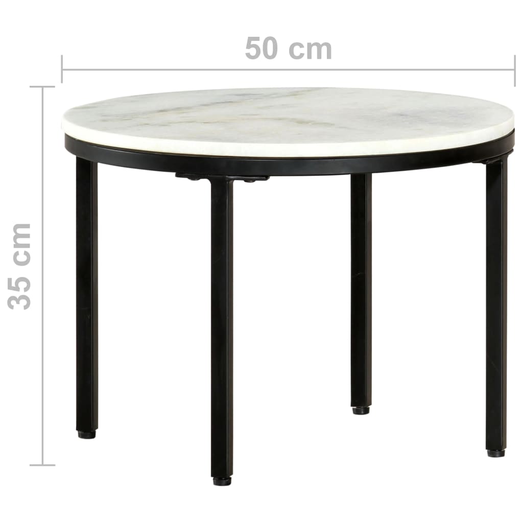 vidaXL kohvilaud, valge ja must, Ø50 cm, ehtne marmor