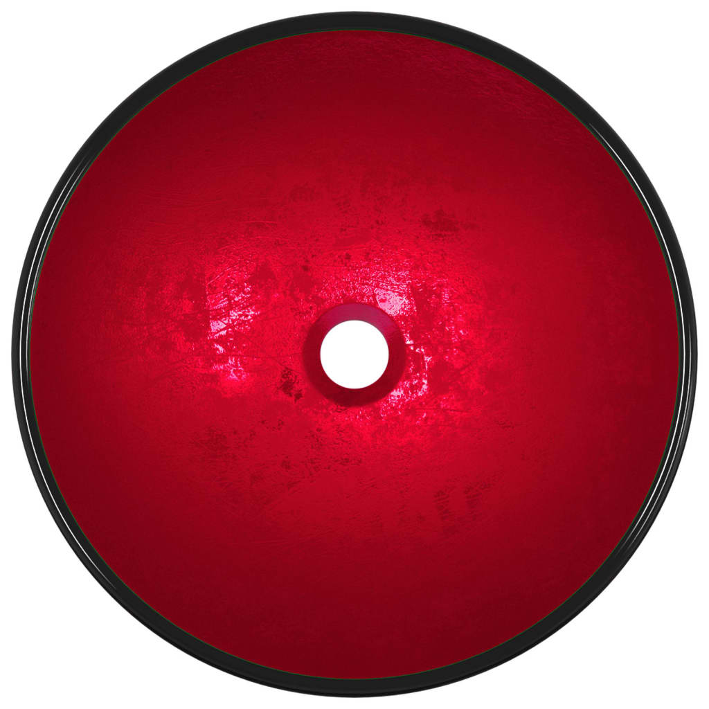 vidaXL valamu, karastatud klaas, 42 x 14 cm, punane