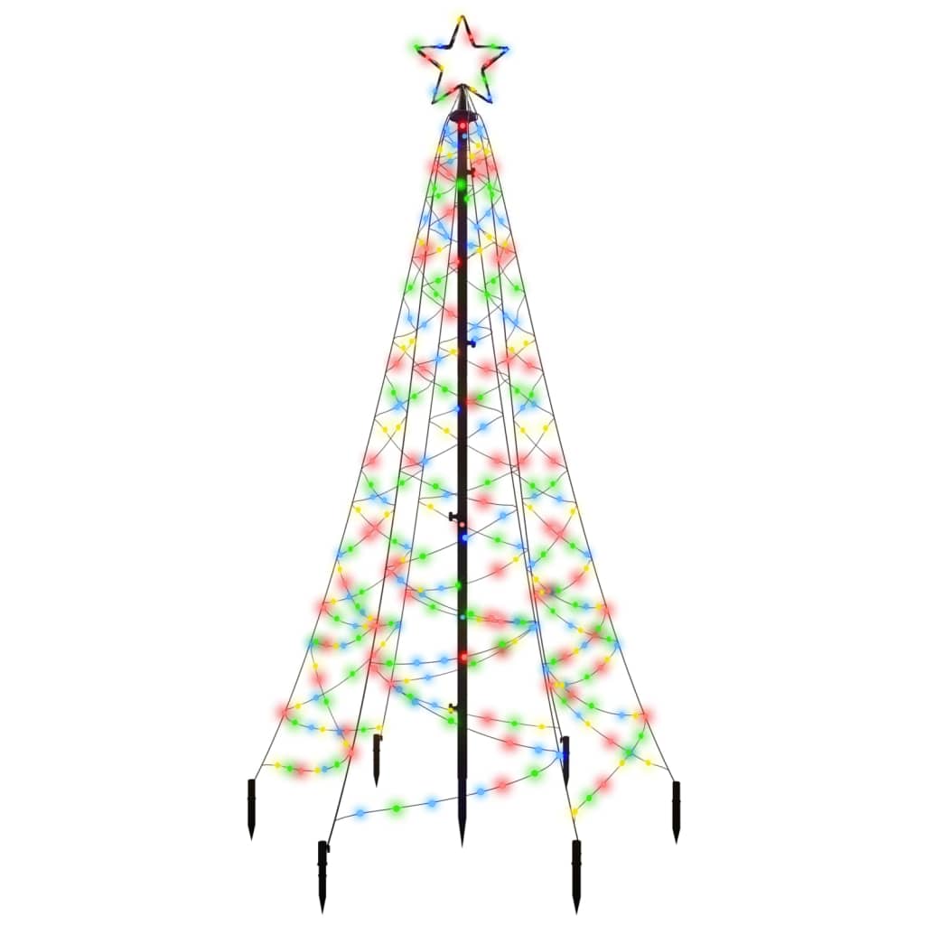 vidaXL jõulupuu vaiaga, värvilised 200 LEDi, 180 cm