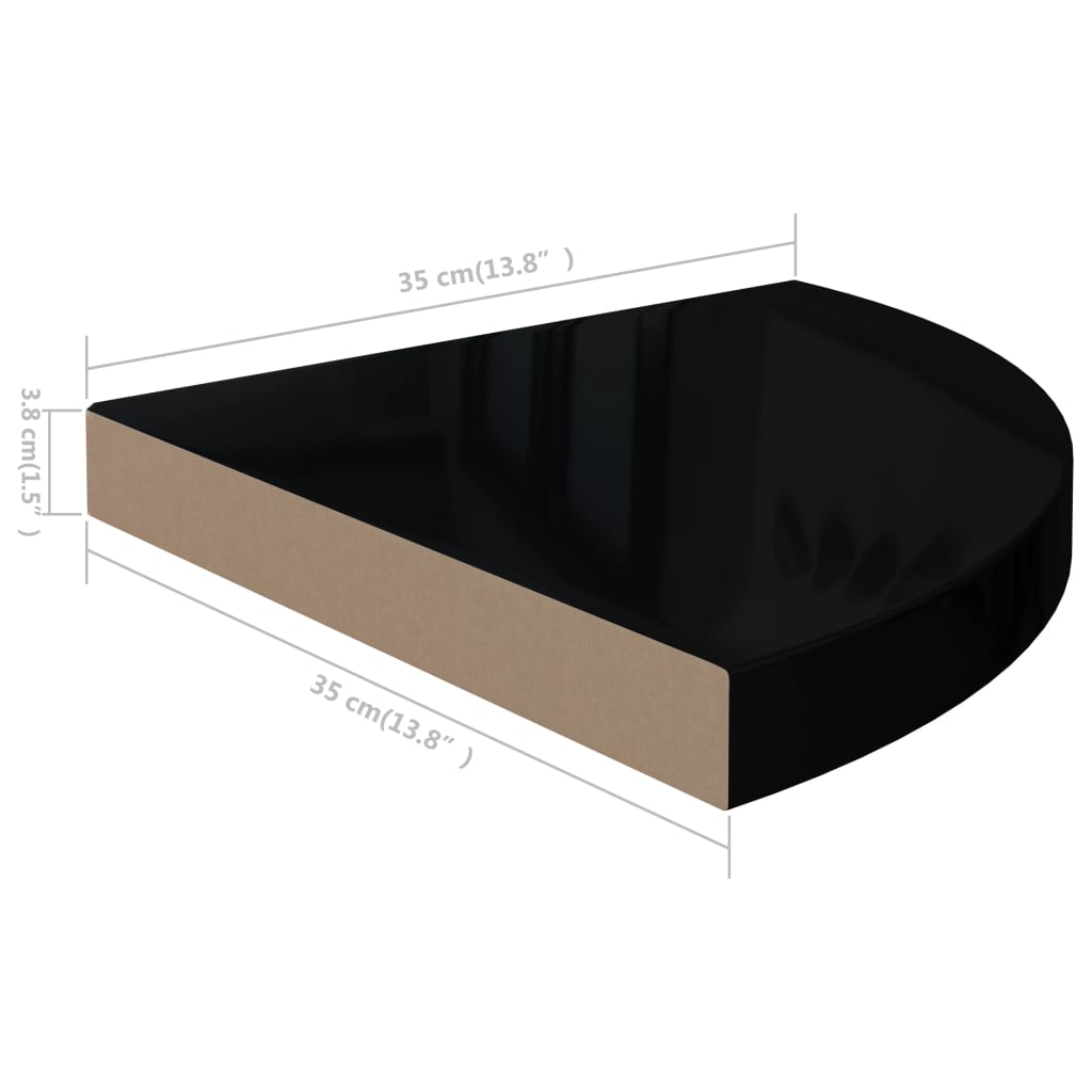 vidaXL nurgariiul, kõrgläikega must, 35 x 35 x 3,8 cm MDF