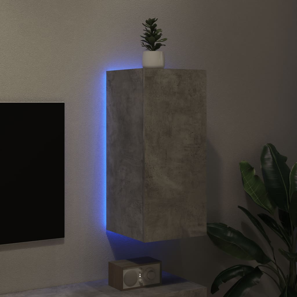 vidaXL teleri seinakapp LED-tuledega, betoonhall, 30,5 x 35 x 70 cm