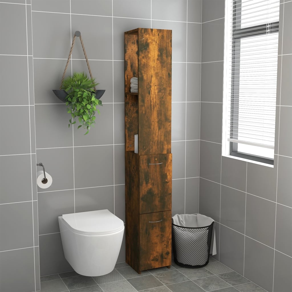 vidaXL vannitoakapp, suitsutatud tamm, 25x26,5x170 cm, tehispuit