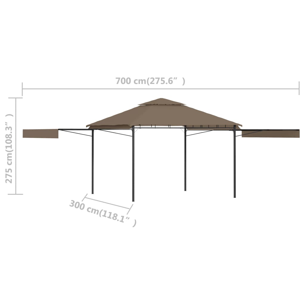 vidaXL varjualune, topeltkatusega, 3x3x2,75 m, pruunikashall, 180 g/m²