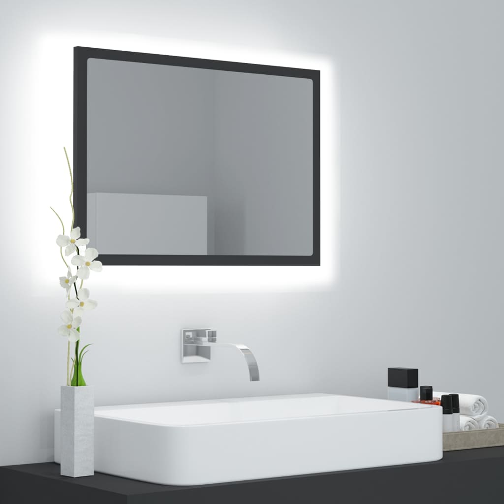 vidaXL LED vannitoa peeglikapp, betoonhall, 60x8,5x37 cm akrüül