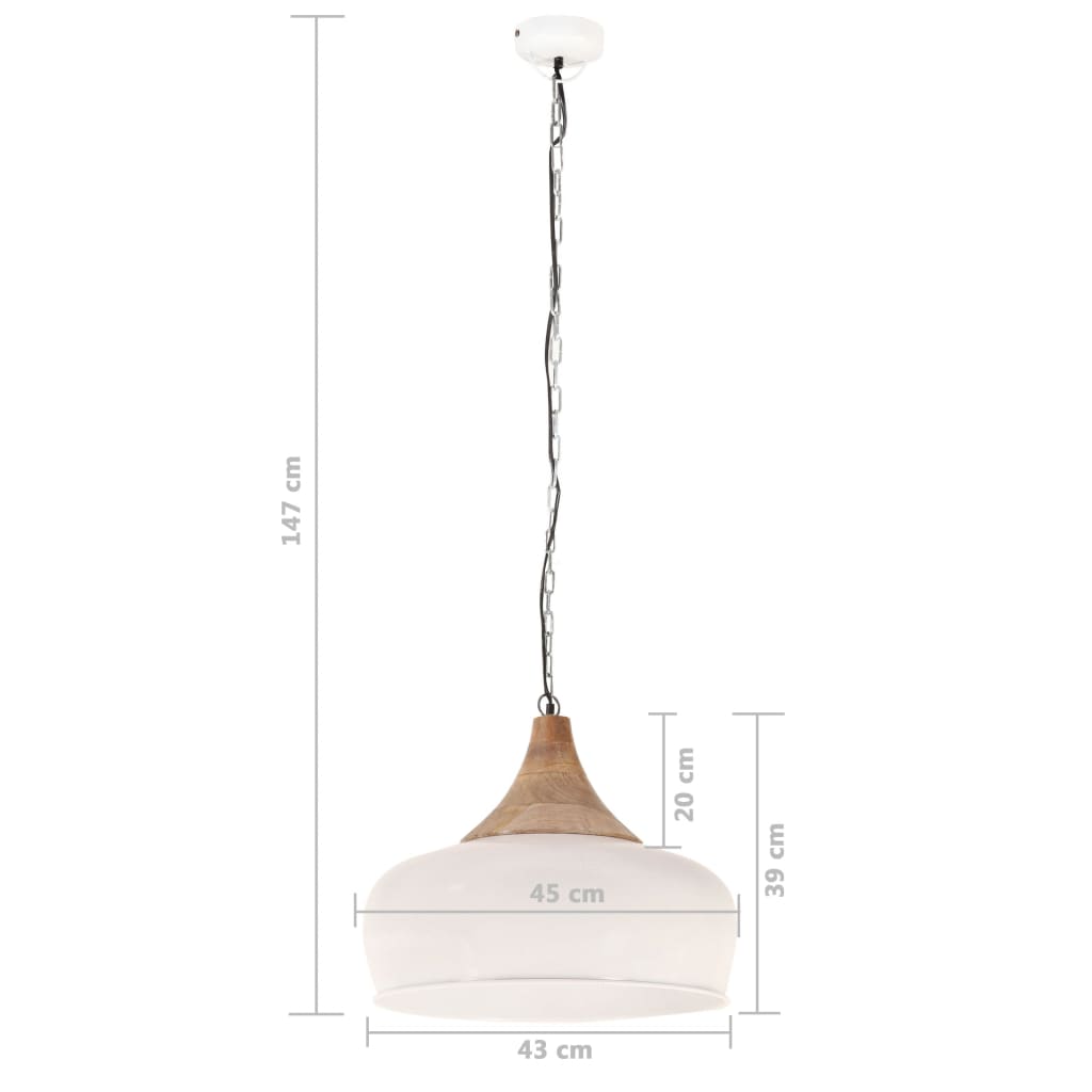 vidaXL tööstuslik laelamp valge raud ja puit 45 cm E27