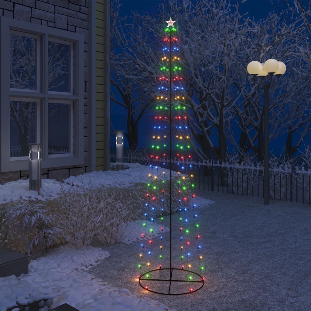vidaXL koonusekujuline jõulupuu 136 värvilist valget LEDi, 70 x 240 cm