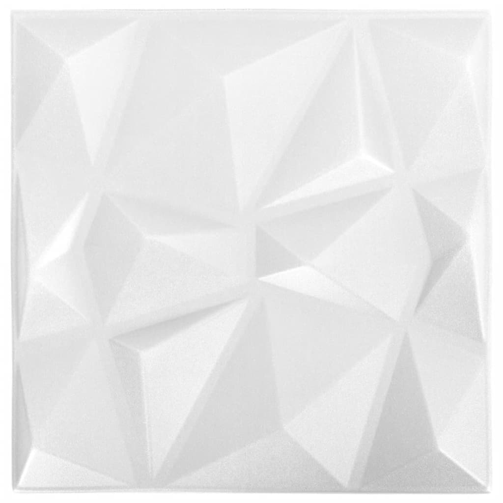 vidaXL 3D seinapaneelid, 12 tk, 50x50 cm, teemantvalge, 3 m²