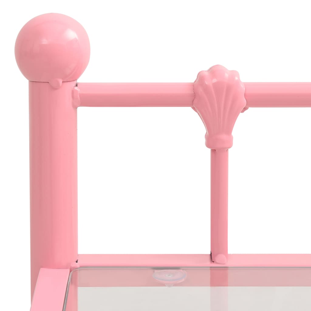vidaXL öökapp, roosa ja läbipaistev, 45x34,5x60,5 cm, metall ja klaas