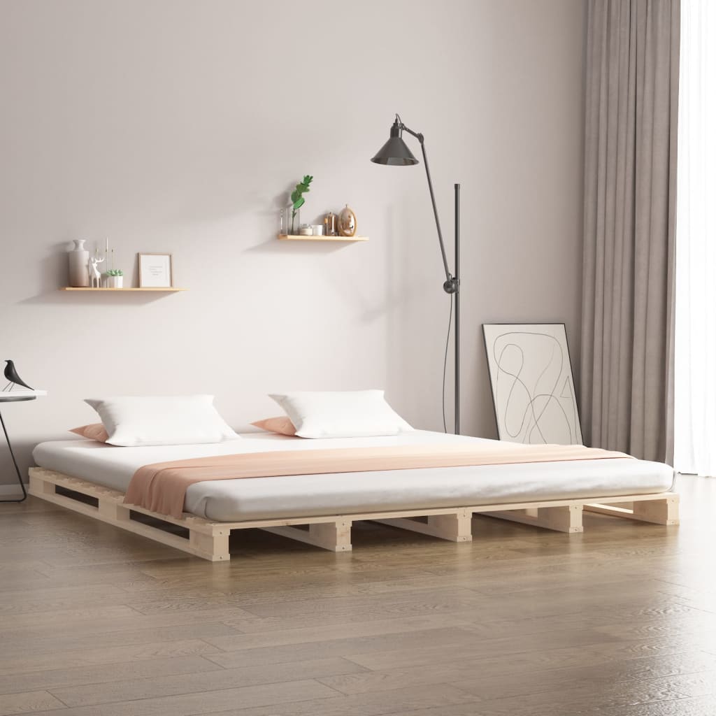 vidaXL kaubaalustest voodi, 200 x 200 cm, männipuit
