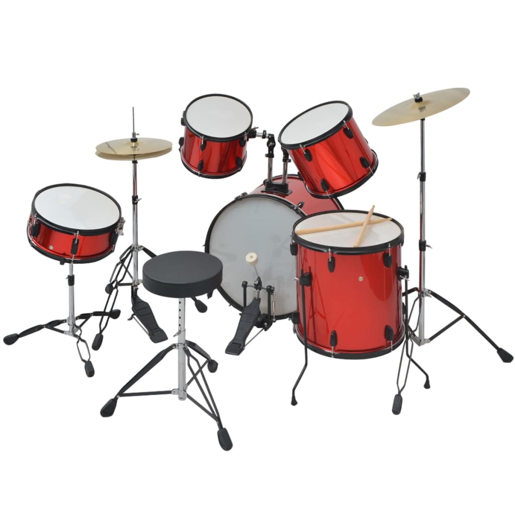 vidaXLi trummikomplekt pulbervärvitud terasest, punane, täiskasvanutele