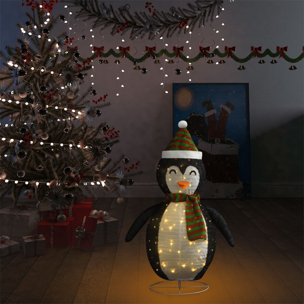 vidaXL dekoratiivne lumepingviini kuju, luksuslik kangas, 90 cm
