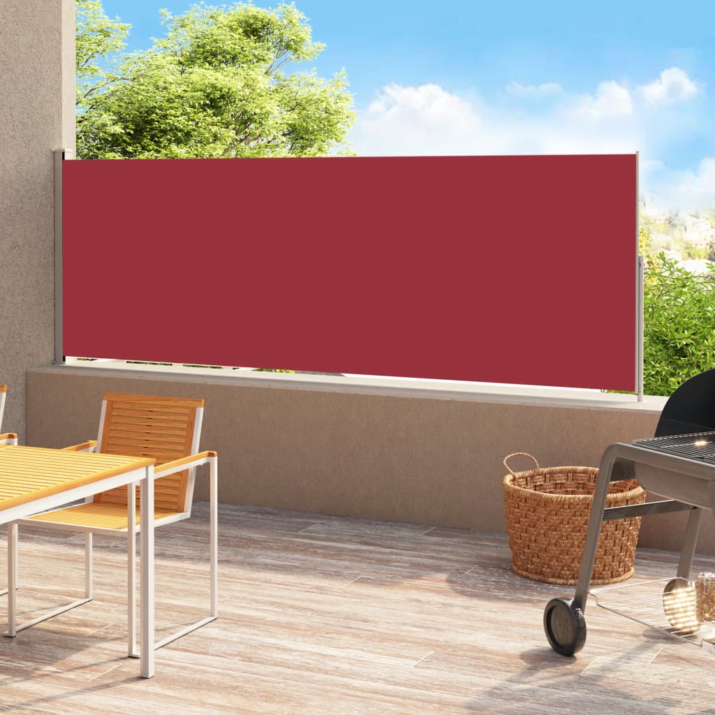 vidaXL lahtitõmmatav terrassi külgsein, 220 x 500 cm, punane