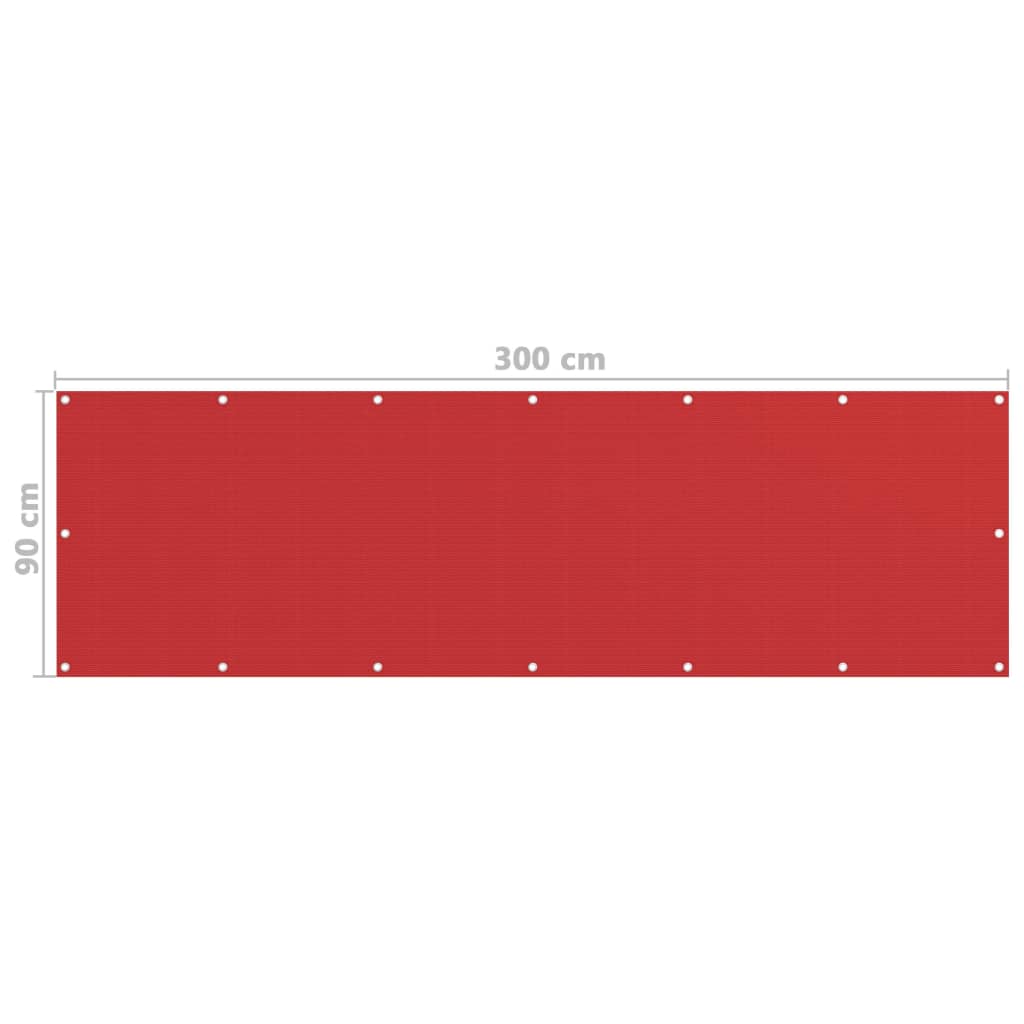 vidaXL rõdusirm, punane, 90 x 300 cm, HDPE