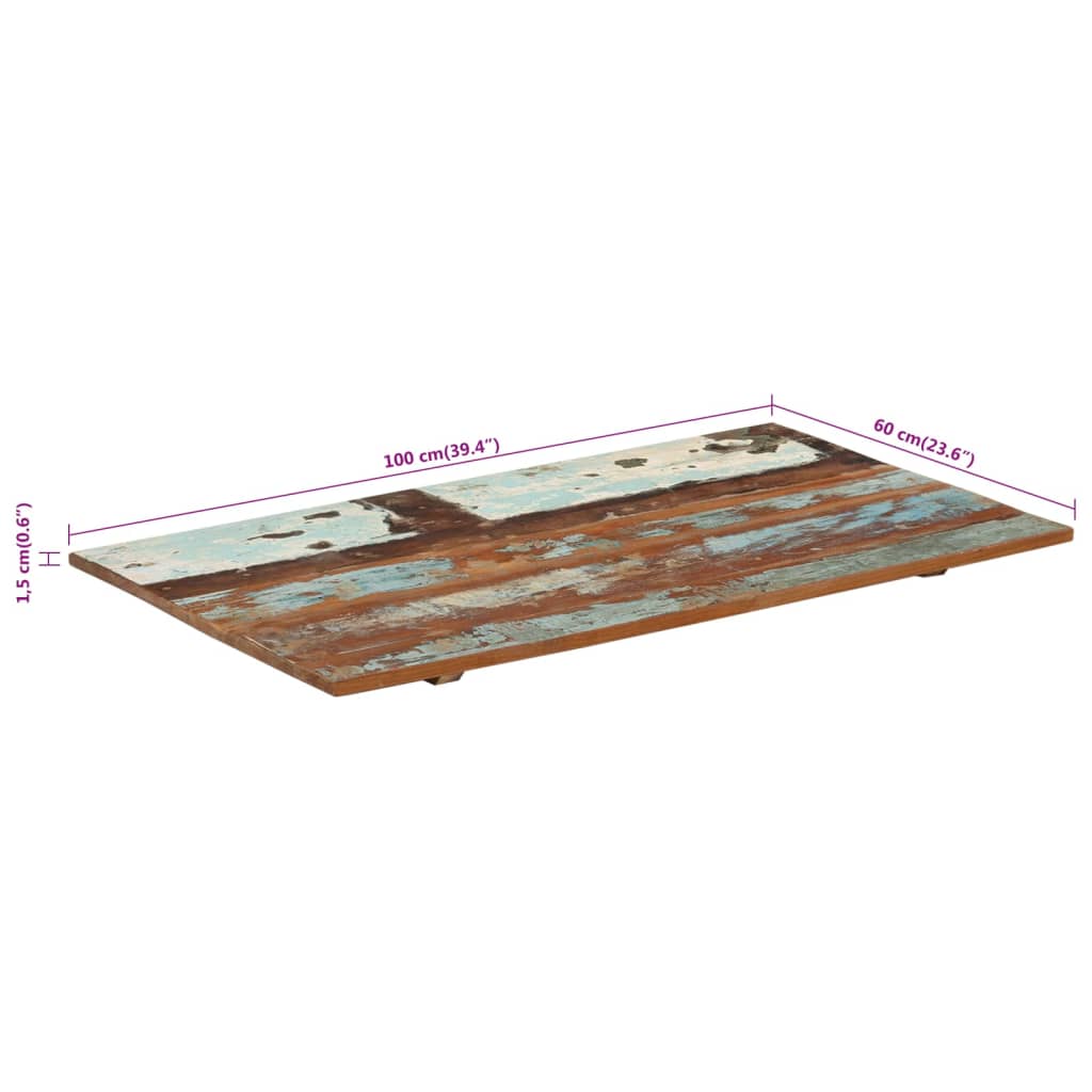 vidaXL ristkülikukujuline lauaplaat 60x100 cm 15–16 mm taastatud puit