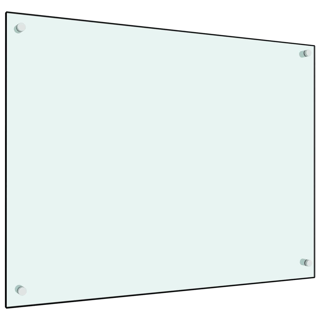 vidaXL köögi pritsmekaitse, valge, 80 x 60 cm, karastatud klaas