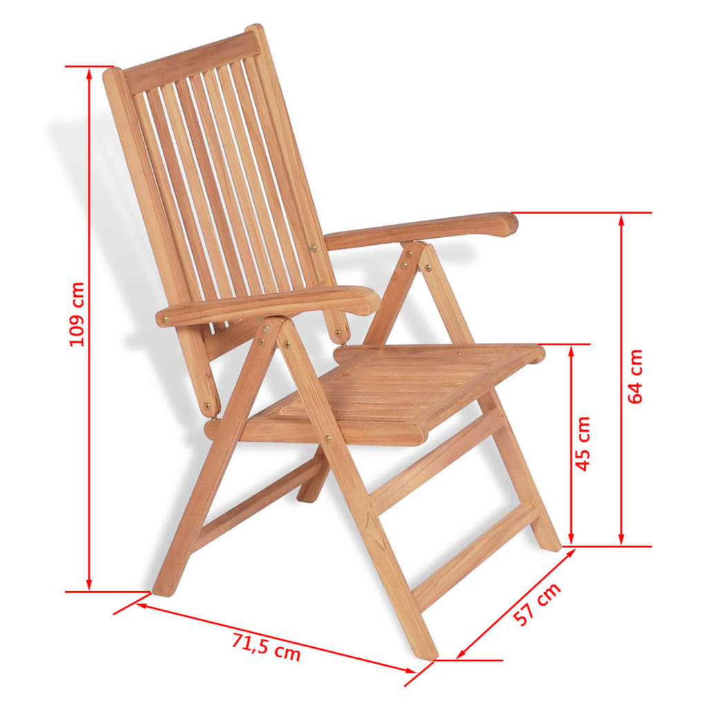 vidaXL 7-osaline kokkupandav aiamööblikomplekt toolidega, tiikpuu