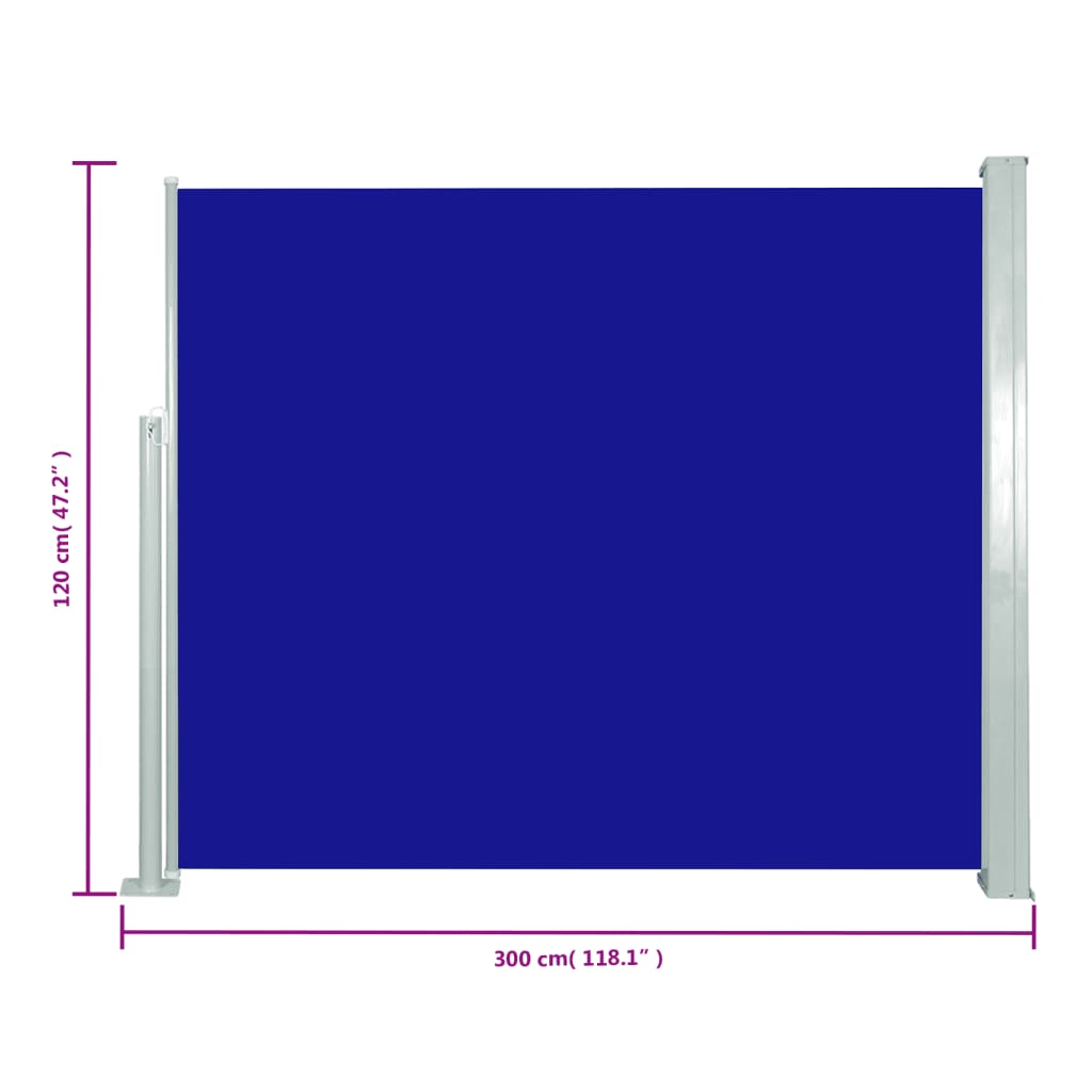 vidaXL lahtitõmmatav külgsein, 120 x 300 cm, sinine