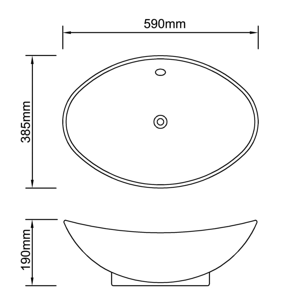 Luksuslik ovaalne keraamiline kraanikauss ülevoolu auguga 59 x 38,5 cm
