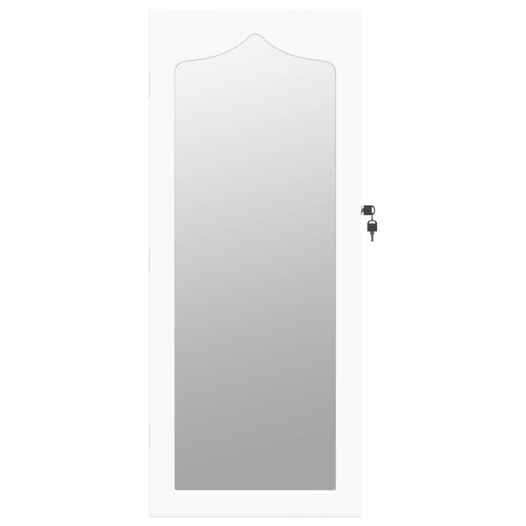 vidaXL seinale kinnitatav peegliga ehetekapp, valge, 37,5x10x90 cm