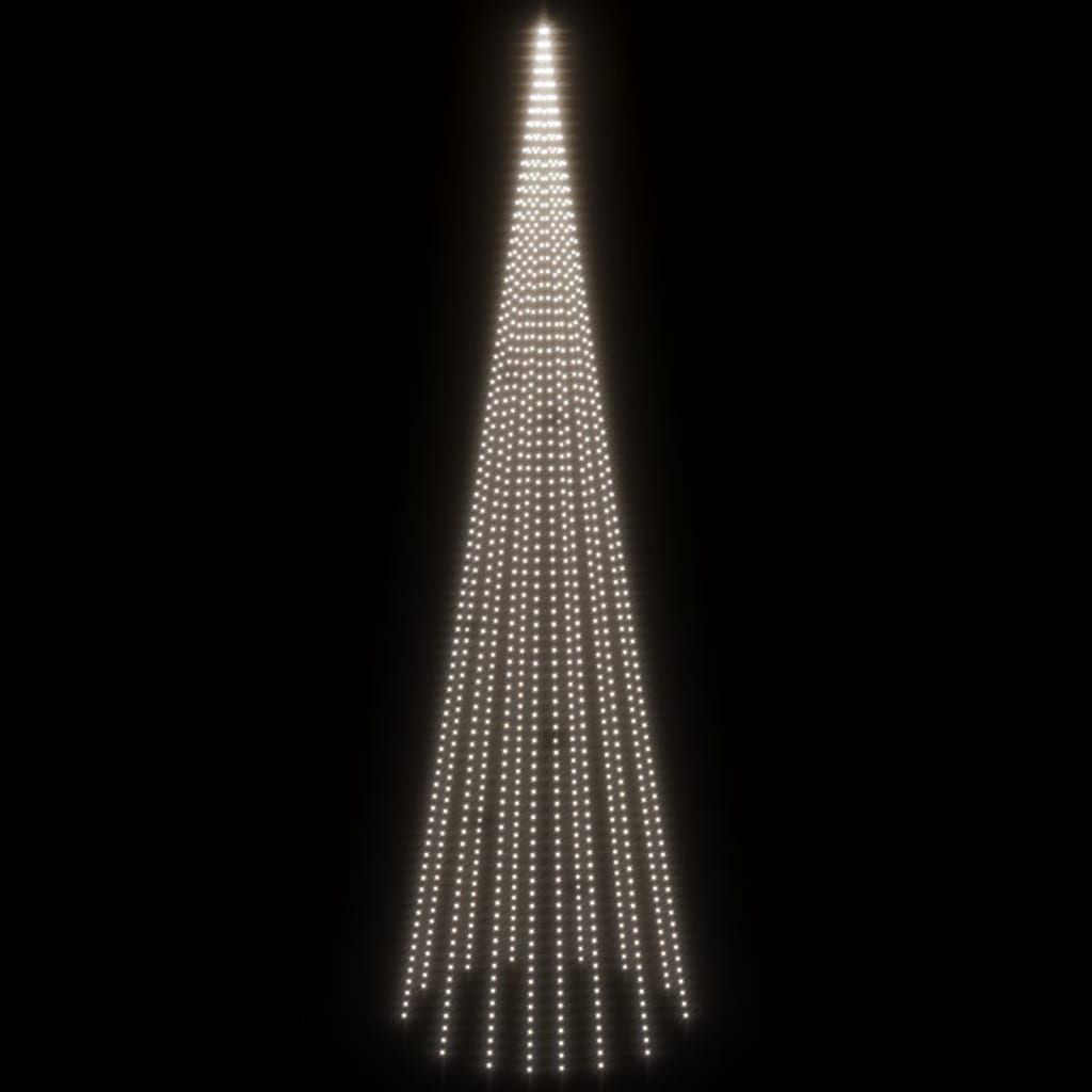 vidaXL jõulupuu vaiaga, külm valge, 1134 LEDi, 800 cm